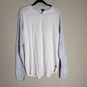 NWT Good Man Brand White and Heather Gray Long Sleeve Henley Shirt Sz XL